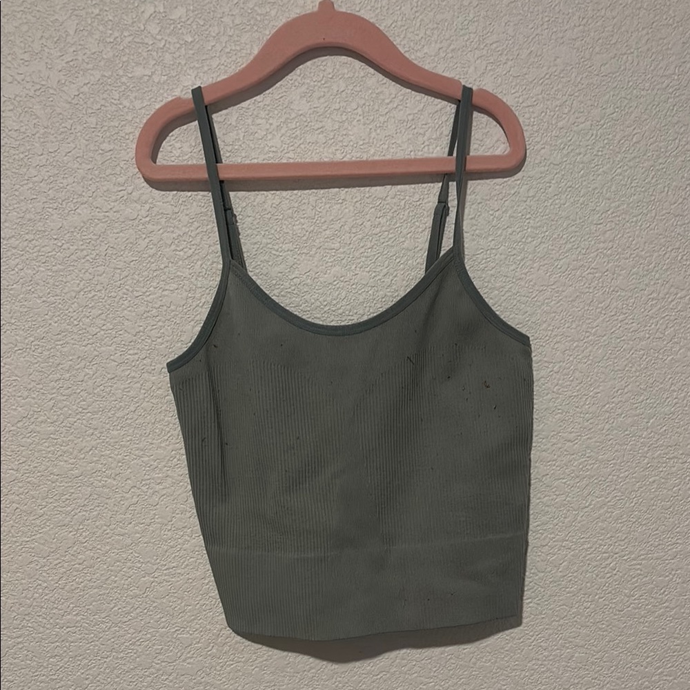Women's Green Ribbed Tank Top